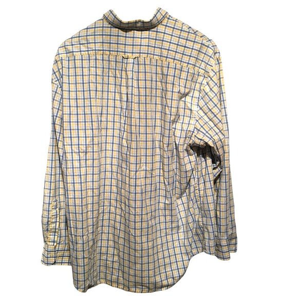 IZOD Mens Shirt Button Down Long Sleeves Blue/Yellow/White Plaid Pocket Size XXL - Picture 4 of 4